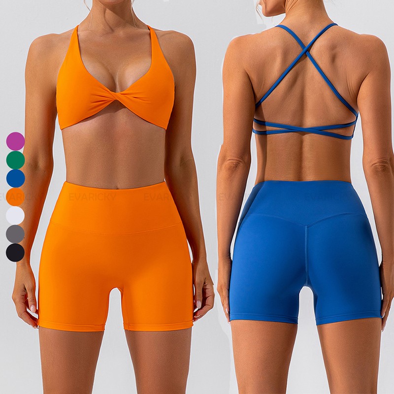 Áo ngực thể thao xoắn phía trước bằng nylon