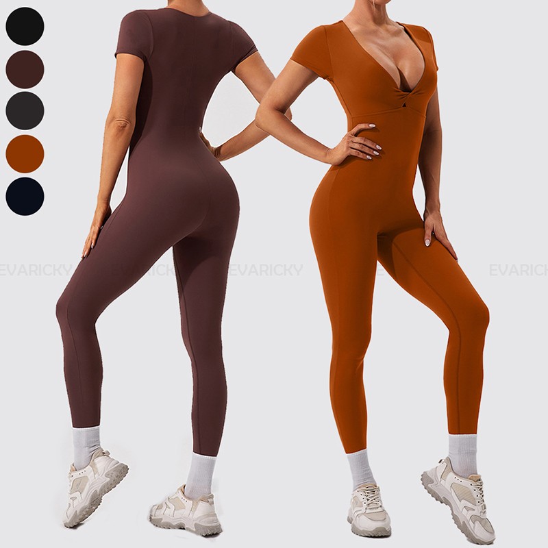 Bộ áo liền quần tập yoga ngắn tay